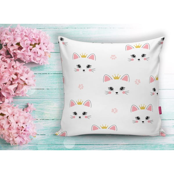 Детска калъфка за възглавница 43x43 cm White Pink Cat – Mila Home-image-1