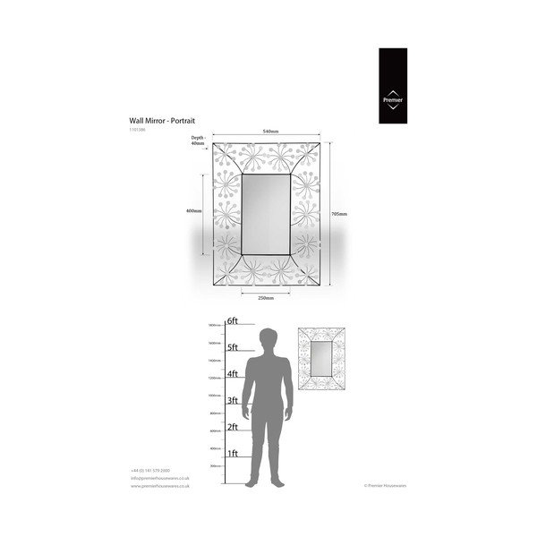 Стенно огледало 56x70 cm Floret - Premier Housewares-image-1