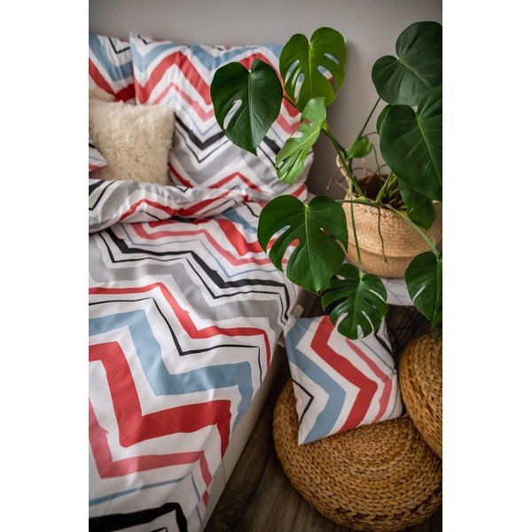 Синьо /сиво единично  3 части спално бельо от памучен сатен 140x200 cm Marina – JAHU collections-image-2