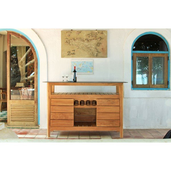 Градинска бар маса от масивно тиково дърво 160x90 cm Navy – Ezeis-image-1