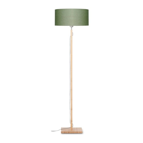 Подова лампа със зелен абажур и бамбукова конструкция Fuji - Good&Mojo