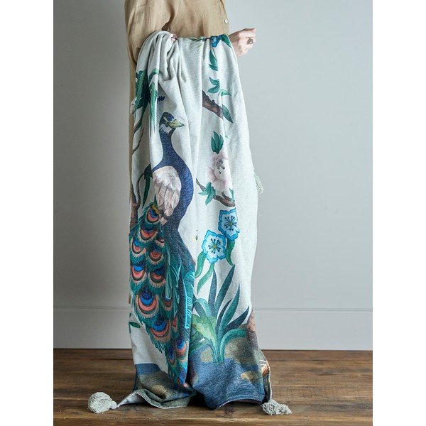 Зелено одеяло 130x155 cm Peacock – Bloomingville-image-1