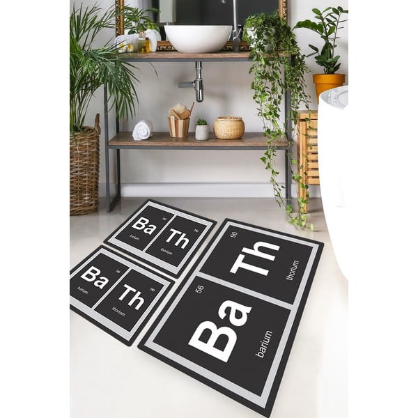 Черни килими за баня в комплект от 3 бр. 60x100 cm Barium – Foutastic-image-1