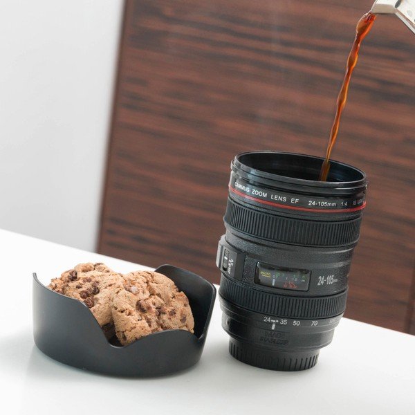 Черна многофункционална чаша за пътуване Lens, 400 ml - InnovaGoods-image-1