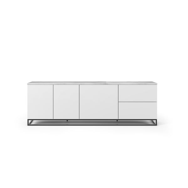 Матирана бяла маса за телевизор с бял плот от мрамор Join, 200 x 65 cm - TemaHome