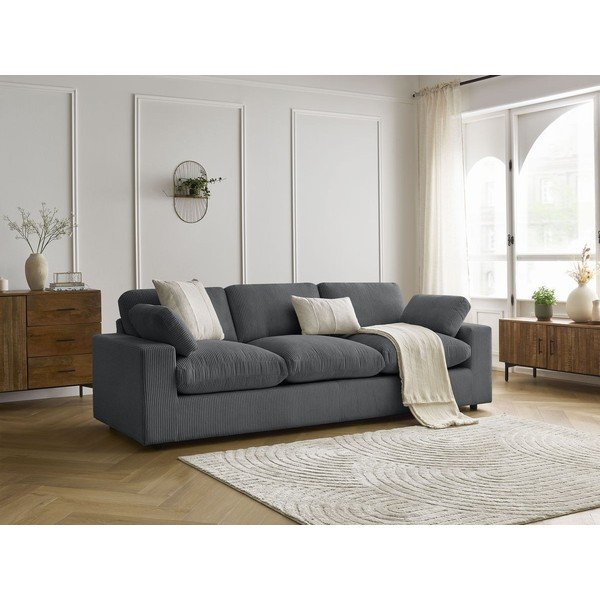 Тъмносив диван от рипсено кадифе 250 cm Belair – Bobochic Paris-image-4