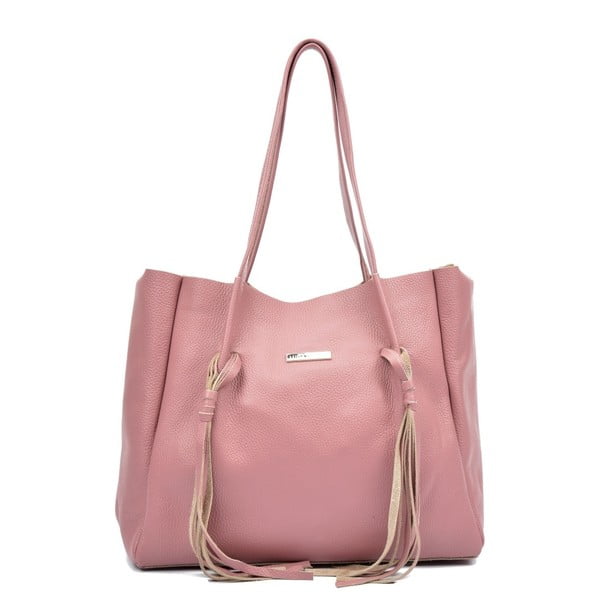 Růžová kožená kabelka Luisa Vannini Bobby