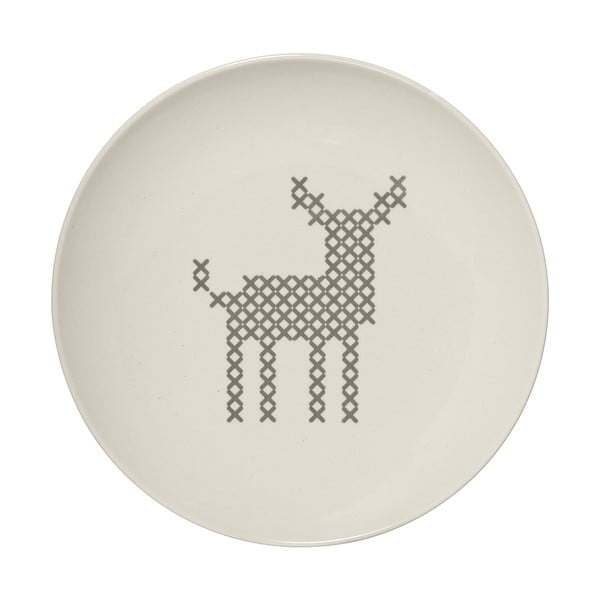 Бяла керамична чиния Кръст, ⌀ 20 cm - Bloomingville
