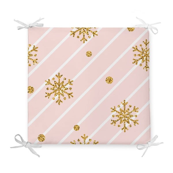 Коледна възглавница за сядане от памучна смес Пастелни орнаменти, 42 x 42 cm - Minimalist Cushion Covers