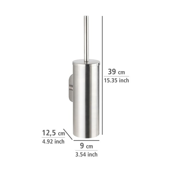 Матово-сребриста самозалепваща четка за тоалетна от неръждаема стомана Orea – Wenko-image-2