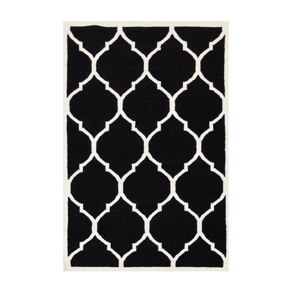 Черен вълнен килим Lara, 120 x 180 cm - Bakero