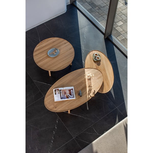 Дъбова маса за кафе в естествен цвят 65x120 cm Mu - Gazzda-image-1