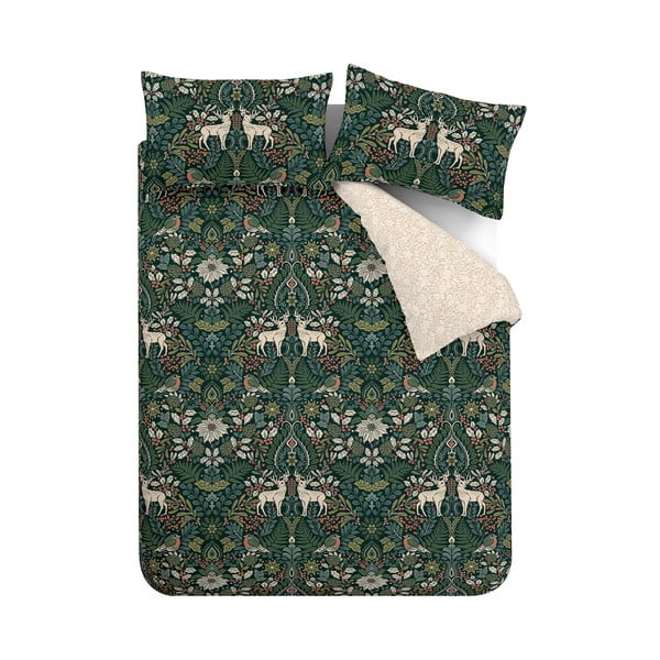 Тъмнозелено/кремаво спално бельо за двойно легло 200x200 cm Majestic Stag - Catherine Lansfield