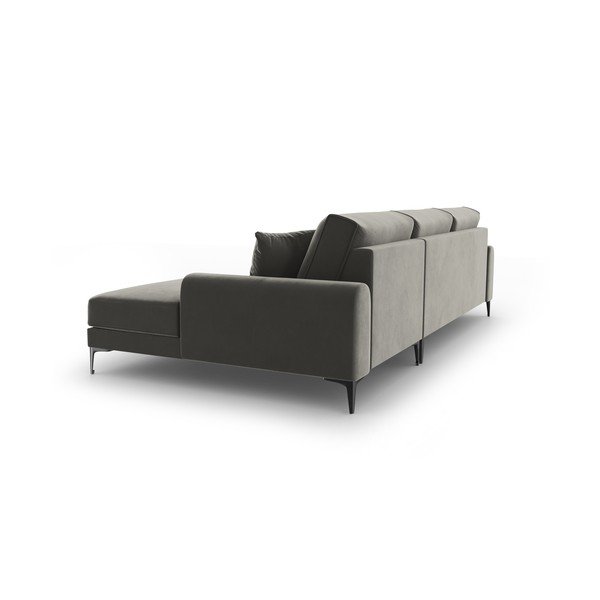 Светлосив ъглов диван от кадифе , десен ъгъл Madara - Mazzini Sofas-image-3