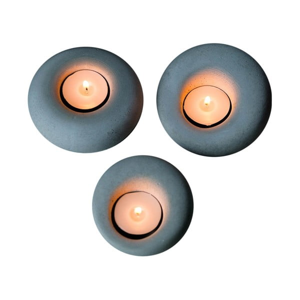 Бетонни свещници в комплект от 3 бр. Donut - Mioli Decor