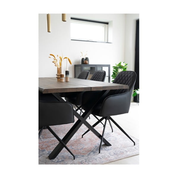 Черен тапициран трапезен стол Harbo – House Nordic-image-4