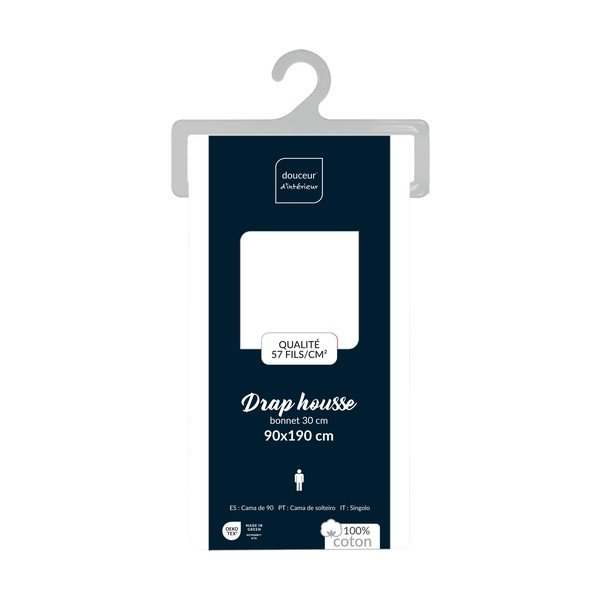 Бял еластичен памучен чаршаф 90x190 cm Lina – douceur d'intérieur-image-4