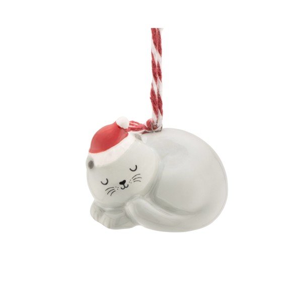 Керамична Коледна украса 4 cm Sleeping Cat – Sass & Belle
