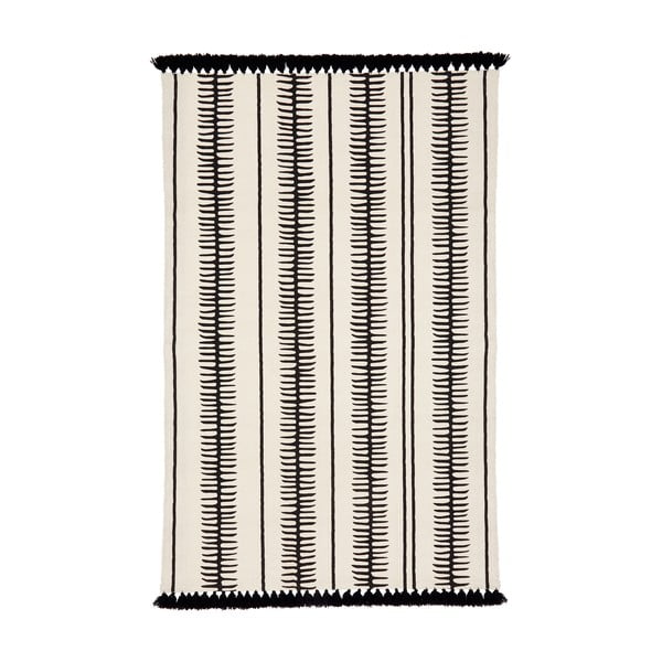 Бежов и черен ръчно тъкан памучен килим , 50 x 80 cm Rita - Westwing Collection
