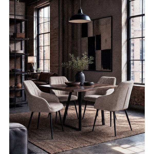 Бежов тапициран трапезен стол с подлакътници Nolan – Unique Furniture-image-1