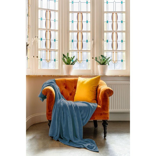 Синя покривка за двойно легло от микроплюш 180x220 cm Cosy - Tiseco Home Studio-image-1