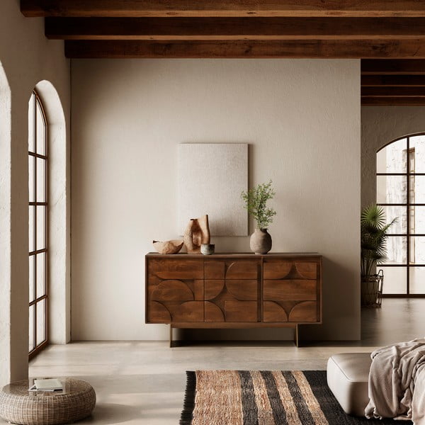 Кафяв скрин от масивно манго 145x76x40 cm Trisha – MOME-image-1