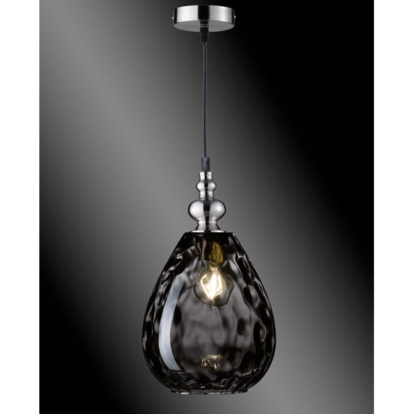 Черно висящо осветително тял със стъклен абажур Uller – Fischer & Honsel-image-1