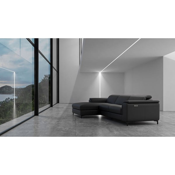 Тъмносив ъглов диван от естествена кожа (ляв ъгъл) Brito - MESONICA-image-1