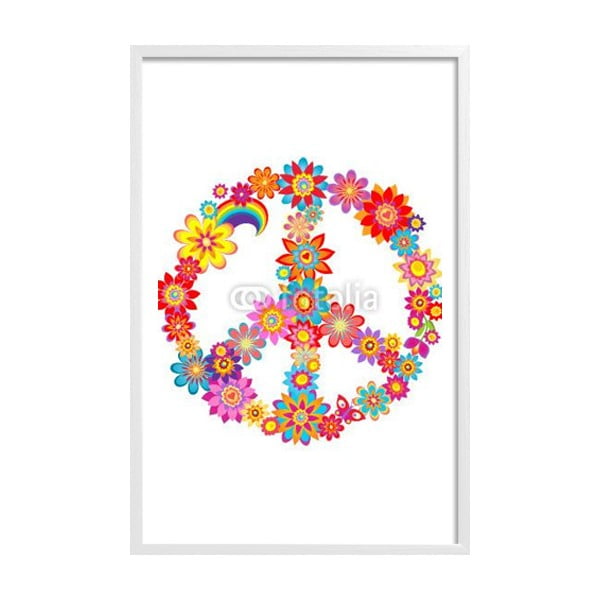 Zarámovaný plakát Peace Flower, bílý rám