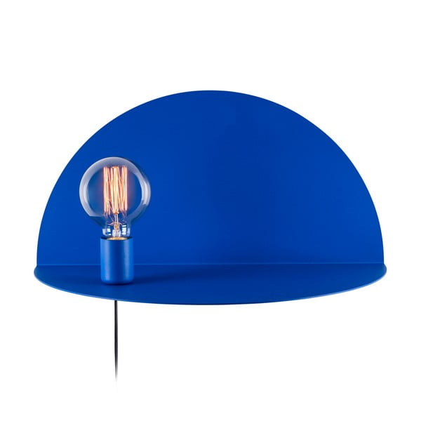 Modrá nástěnná lampa s poličkou Shelfie, výška 25 cm