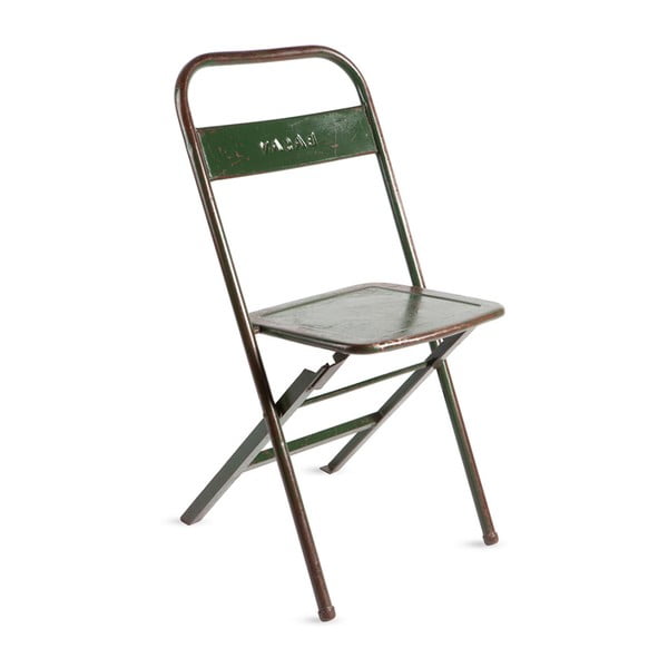 Зелен метален сгъваем стол с патина Mash - RGE