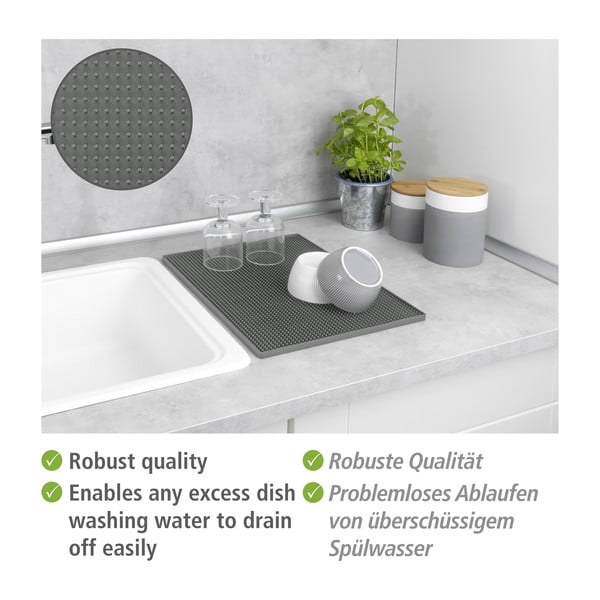 Сива гумена тавичка за оттичане за съдовете 40x30 cm Maxi – Wenko-image-4
