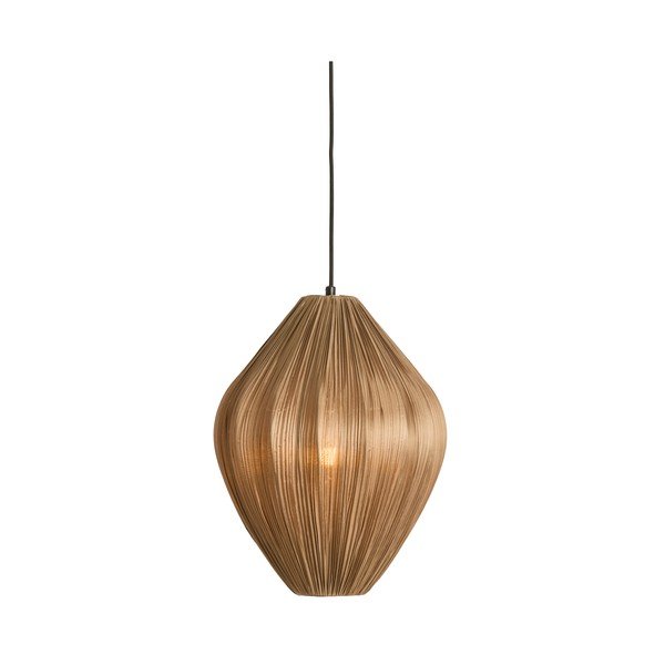 Кафяво висящо осветително тяло с текстилен абажур ø 12 cm Verita – Light & Living-image-1