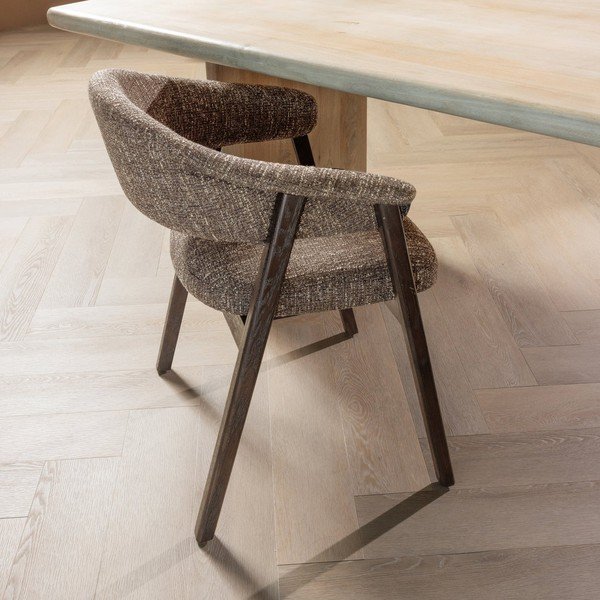 Кафяв тапициран трапезен стол с подлакътници Tunar – WOOOD-image-1