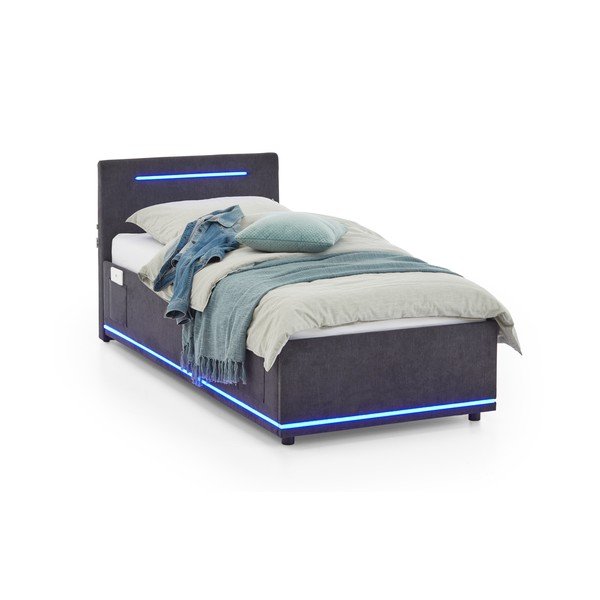 Тъмносиво тапицирано детско легло 90x200 cm с място за съхранение с включена подматрачна рамка Circle – Meise Möbel-image-4