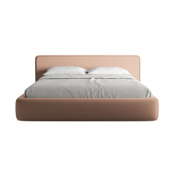 Светлорозово двойно тапицирано легло с място за съхранение и включена подматрачна рамка 180x200 cm Kiana – Makamii-image-4