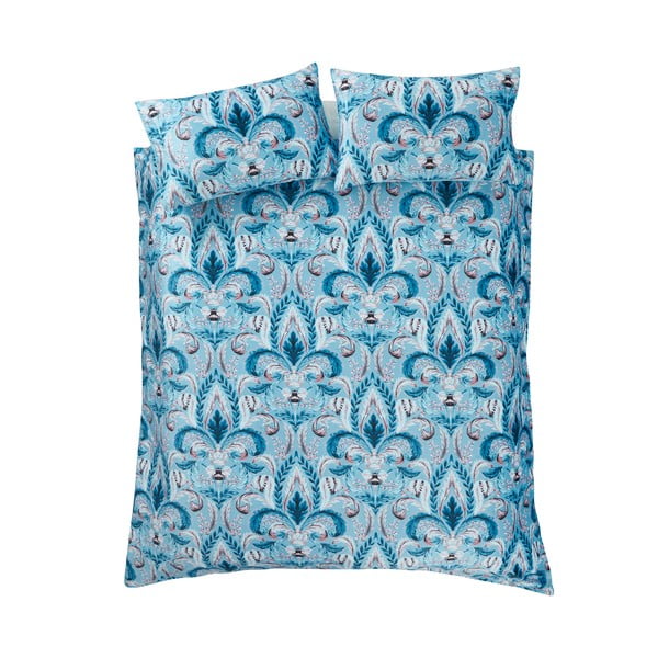 Синьо дамасково спално бельо за двойно легло 200x200 cm Bridgeton - Catherine Lansfield