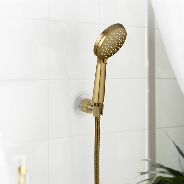 Пластмасов държач за душ слушалка без пробиване в златист цвят Libertà – Wenko-image-1