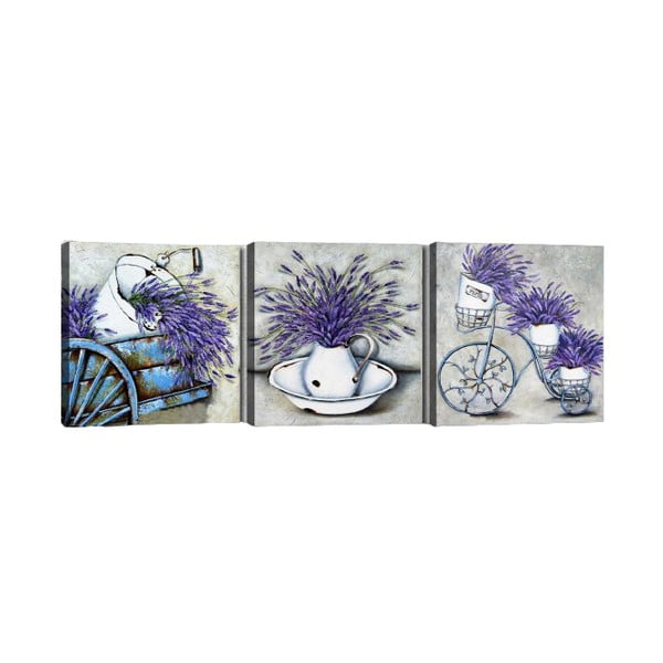 Комплект от 3 картини Лавандула Lavender Bouquet - Tablo Center