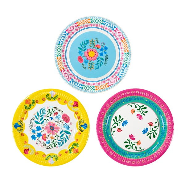 Комплект от 12 хартиени чинии Boho Floral, ⌀ 22,8 cm - Talking tables