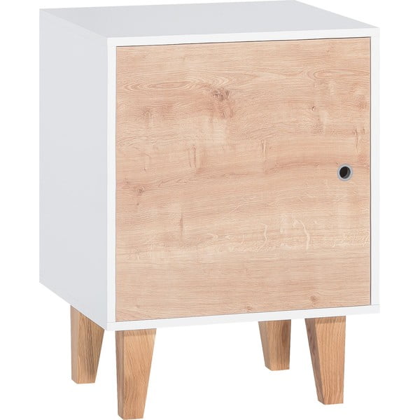 Бял шкаф с дървена врата Concept - Vox