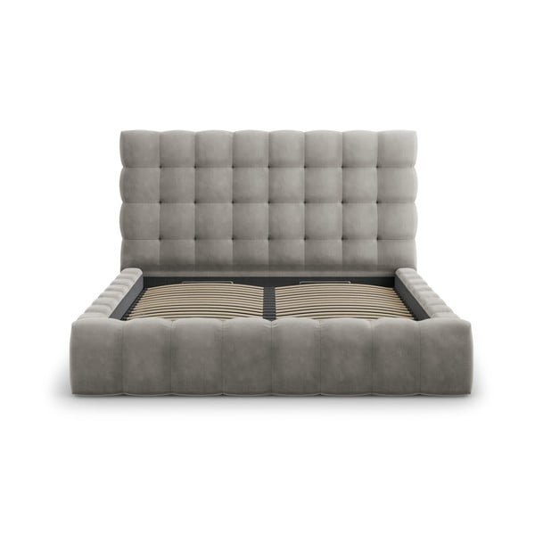 Светлосиво тапицирано двойно легло с място за съхранение и решетка 180x200 cm Bali - Cosmopolitan Design-image-2