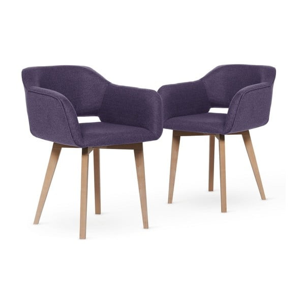 Sada 2 fialových jjídelních židlí se světlými nohami My Pop Design Oldenburg