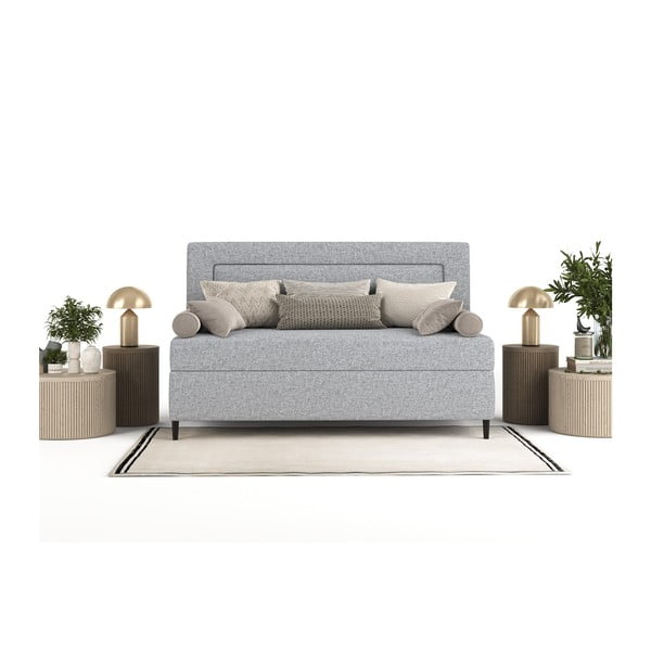 Сиво тапицирано единично легло 90x200 cm Alba – Maison de Rêve-image-4