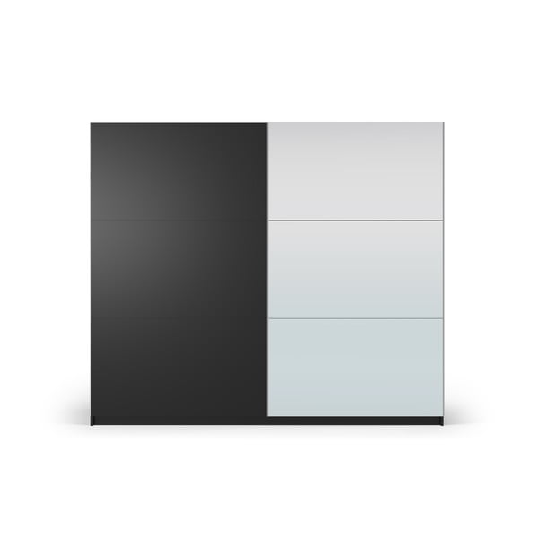 Черен гардероб с огледало и плъзгащи се врати 250x215 cm Lisburn - Cosmopolitan Design