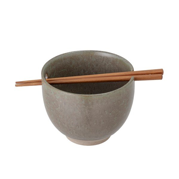 Сива керамична купа с пръчици за хранене , ø 13 cm Masami - Bloomingville-image-2