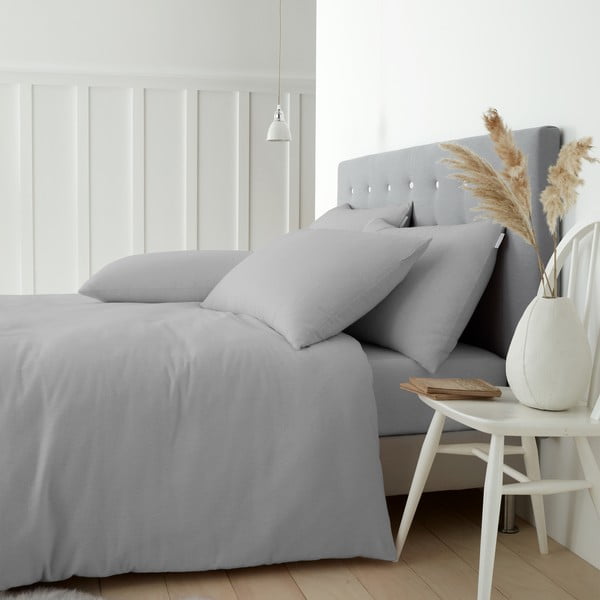 Сиво памучно спално бельо за двойно легло 200x200 cm - Catherine Lansfield
