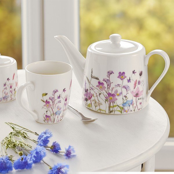 Бял/лилав порцеланов чайник 1 l Louka – Orion-image-1