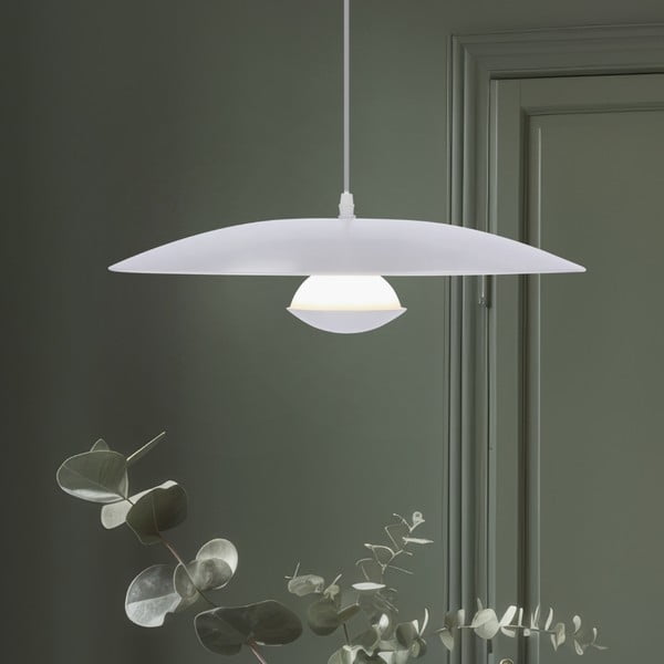 Бяло LED висящо осветително тяло с метален абажур Lund – Candellux Lighting-image-3