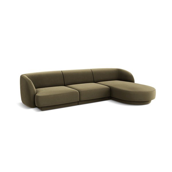 Ъглов диван от зелено кадифе (десен ъгъл) Miley - Micadoni Home-image-2